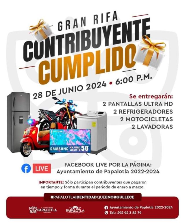 Todo listo para la gran rifa "Contribuyente Cumplido" en Papalotla 