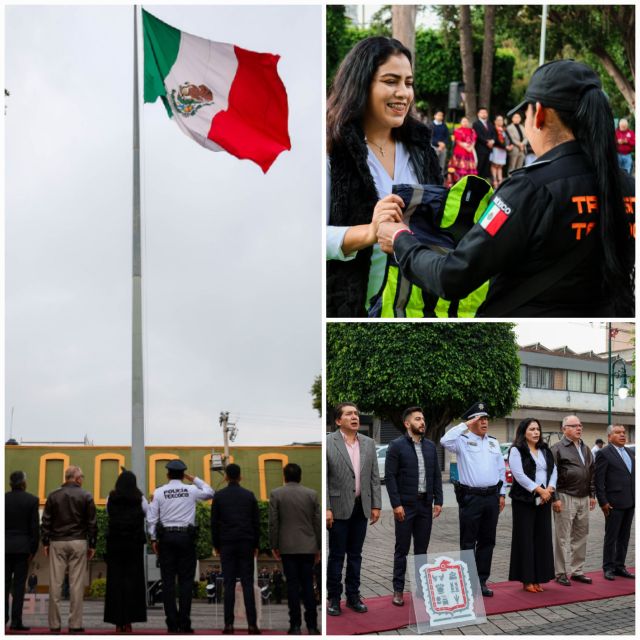 Tras izamiento de bandera se entregó equipo a policías de Texcoco 