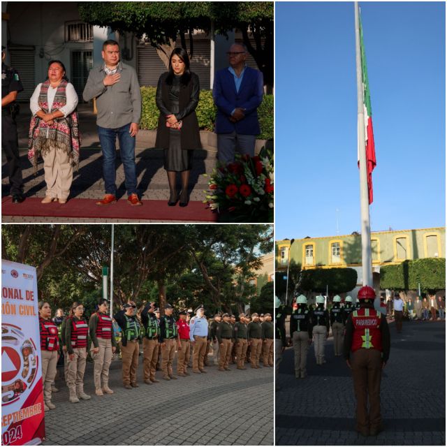 En Texcoco se izó la Bandera a media asta en memoria de las personas fallwcidas en los sismos 