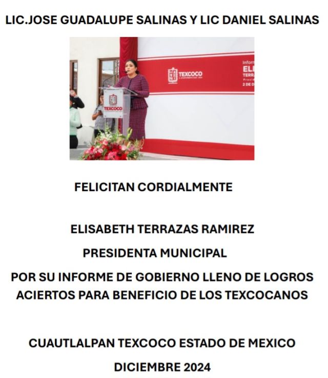 ¡Felicidades! Elizabeth Terrazas Ramírez por tu Informe de Gobierno 