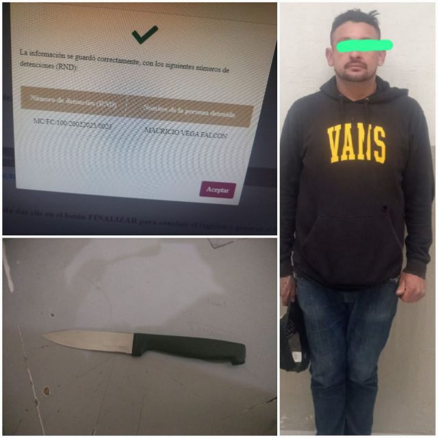 Policía de Texcoco captura a sujeto con arma blanca y orden de aprehensión 