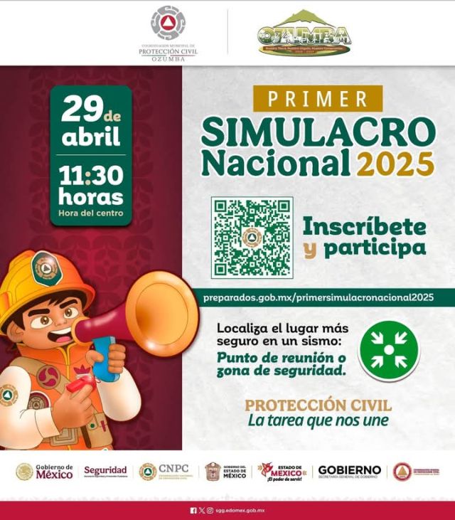 En Ozumba Realizarán Primer Simulacro Nacional 2025