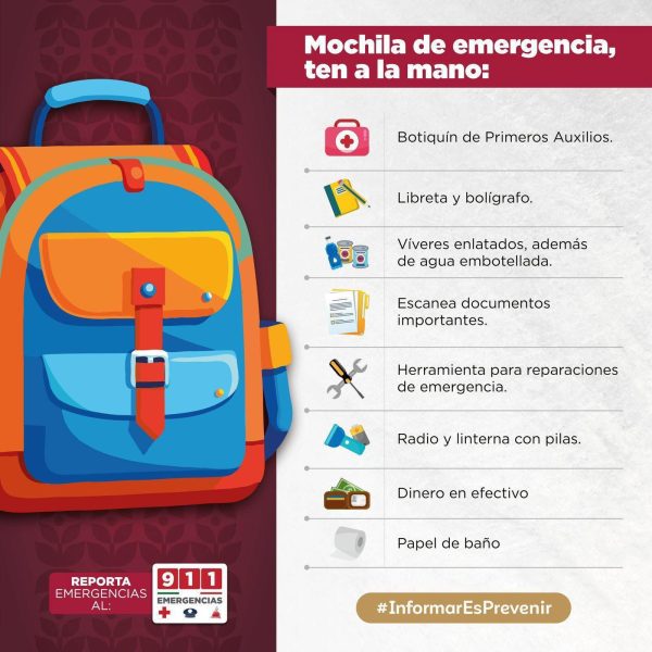 GEM exhorta a preparar mochila de emergencia rumbo al Primer Simulacro Nacional 2026
